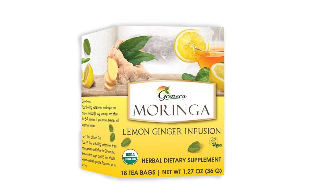 Grenera Moringa Lemon Ginger Infusion Tea  Box  18 pcs